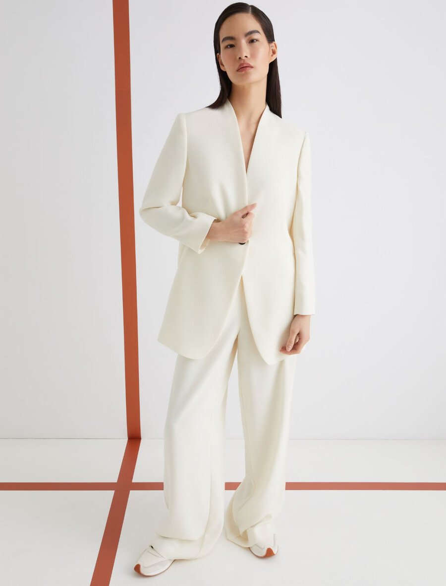langer einreihiger blazer – wolle weiss
