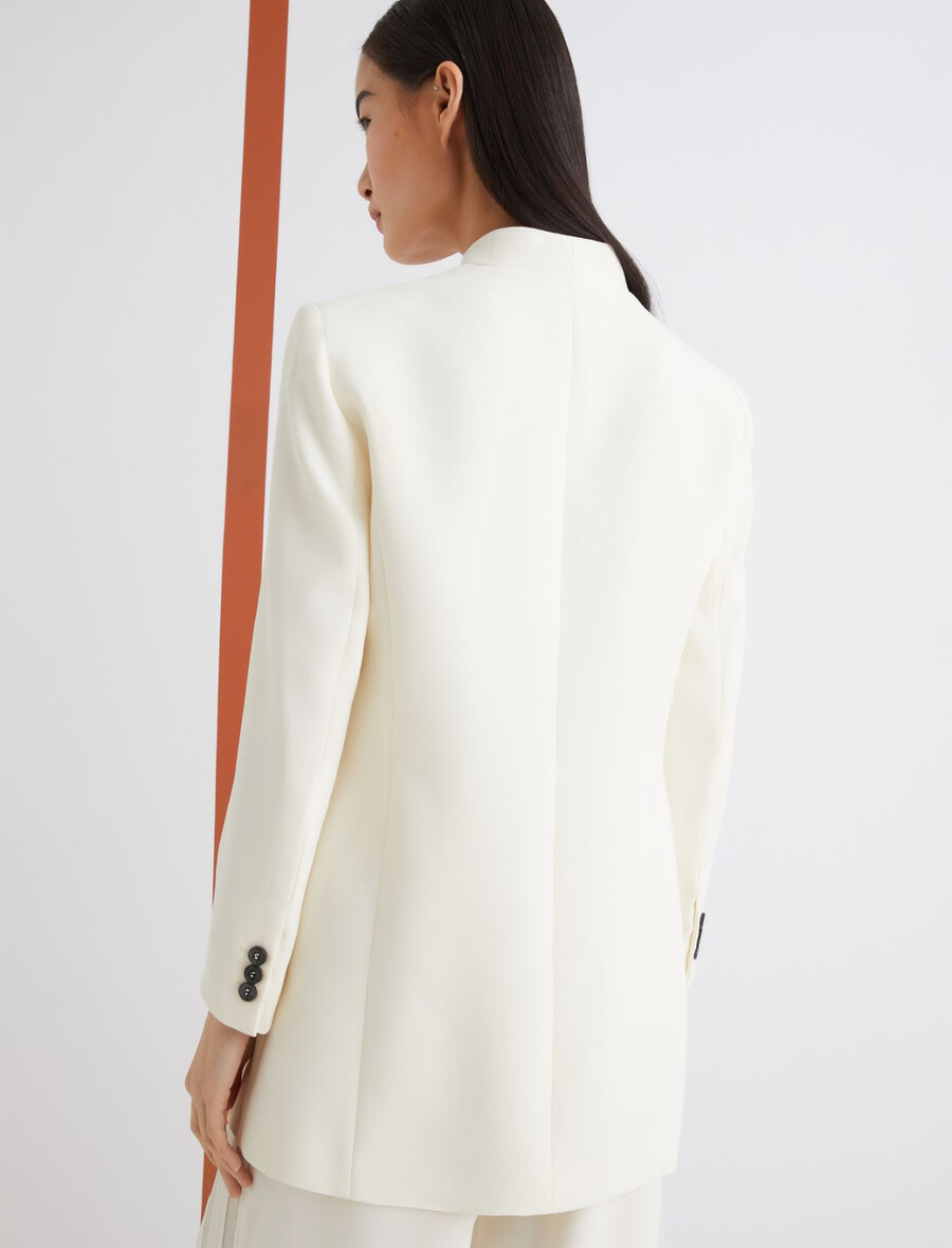 langer einreihiger blazer – wolle weiss