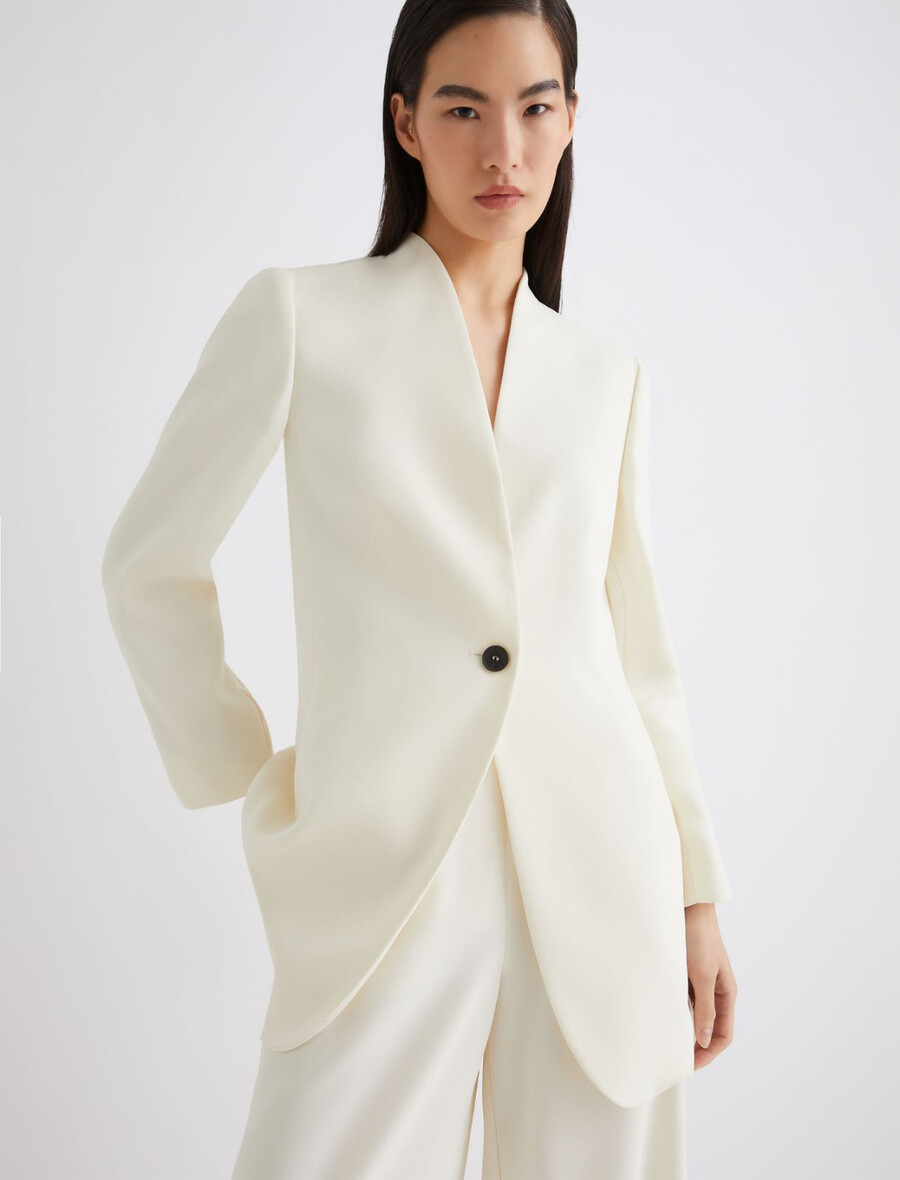 langer einreihiger blazer – wolle weiss