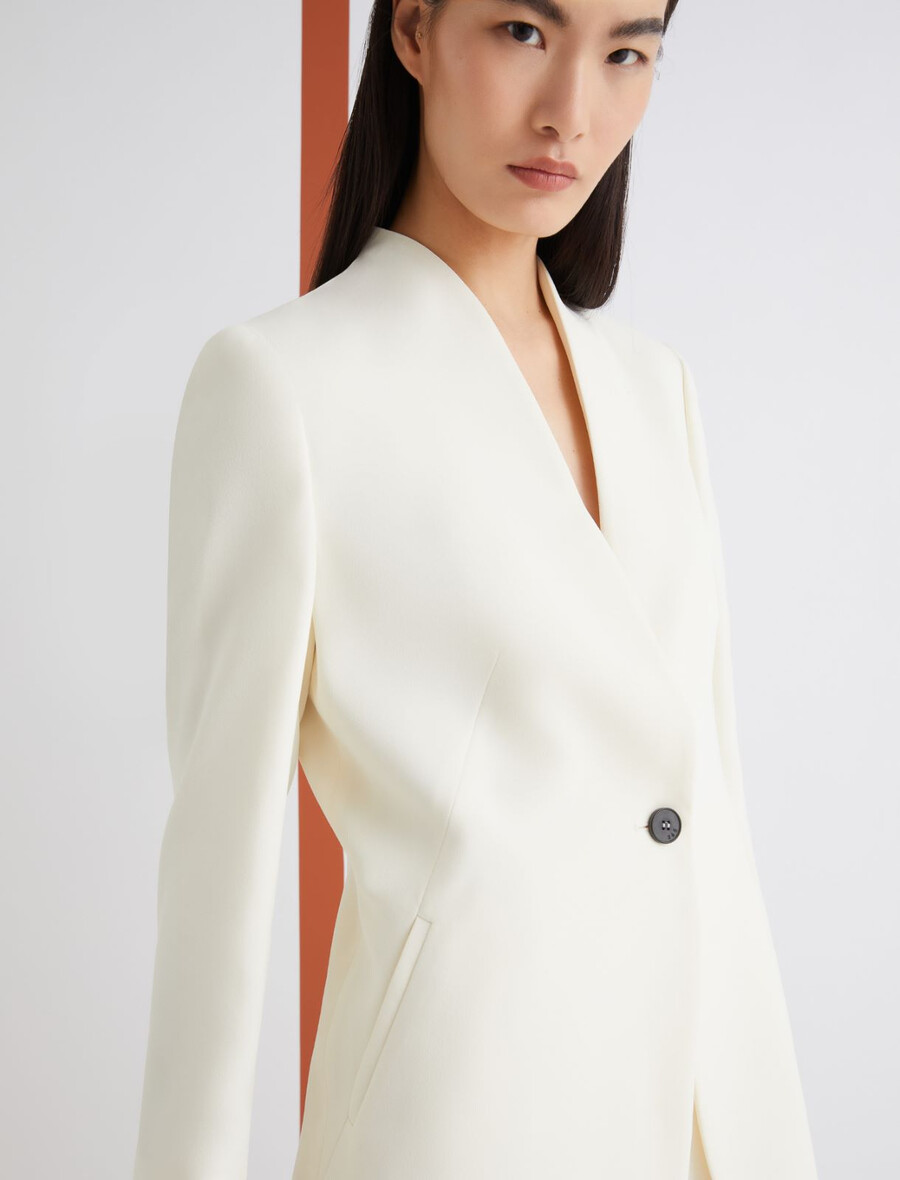 langer einreihiger blazer – wolle weiss