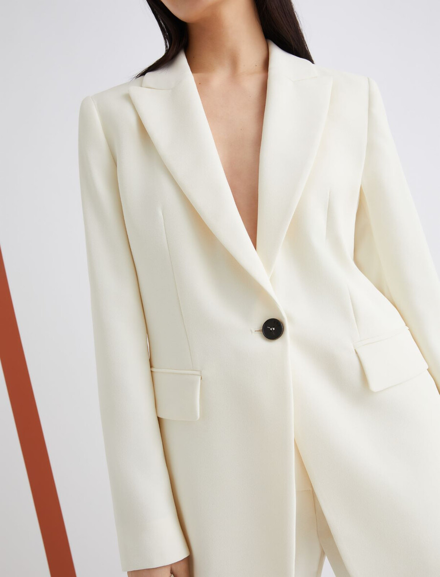 einreihiger envers-satin-blazer - wolle weiss