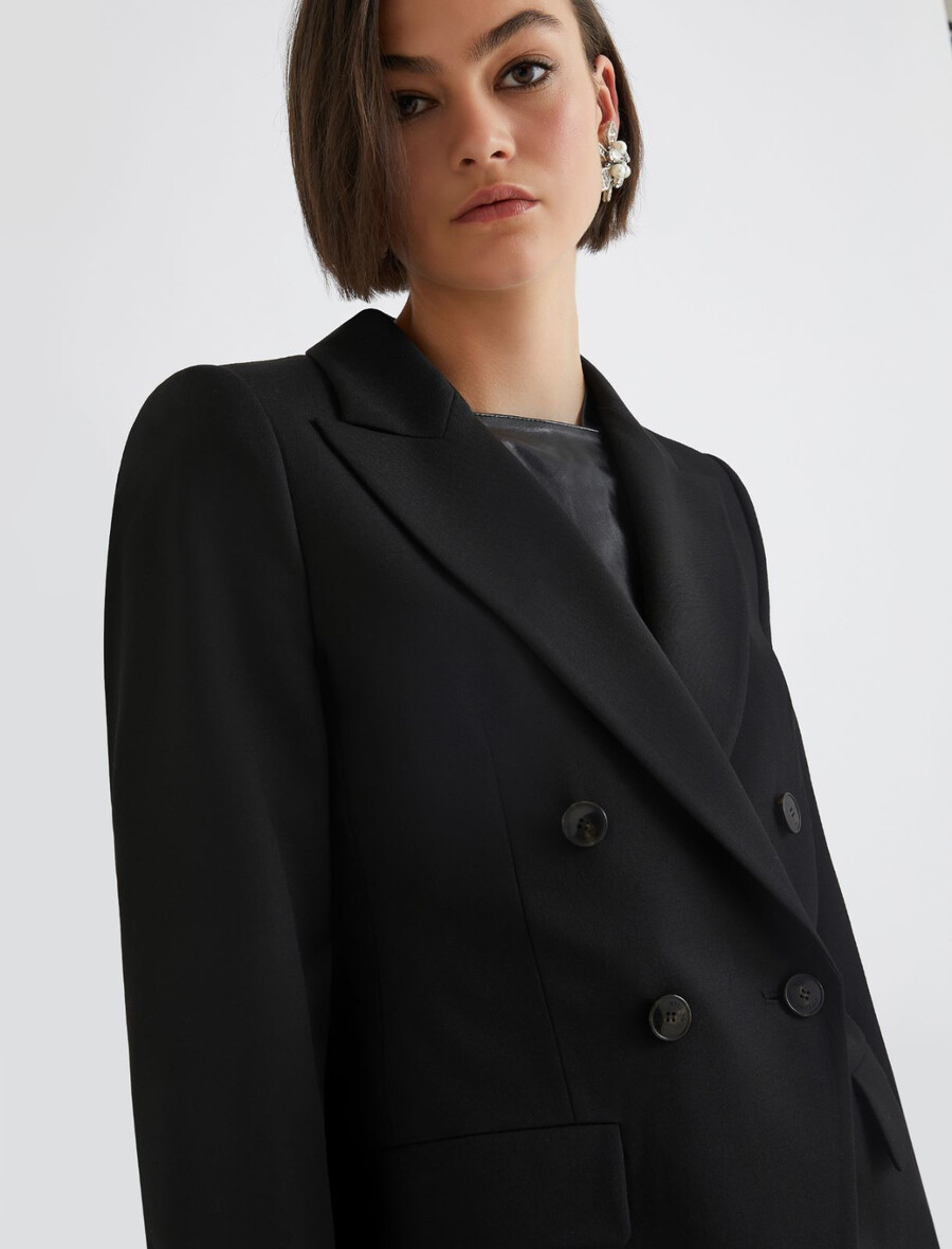 zweireihiger stretchblazer – schwarz