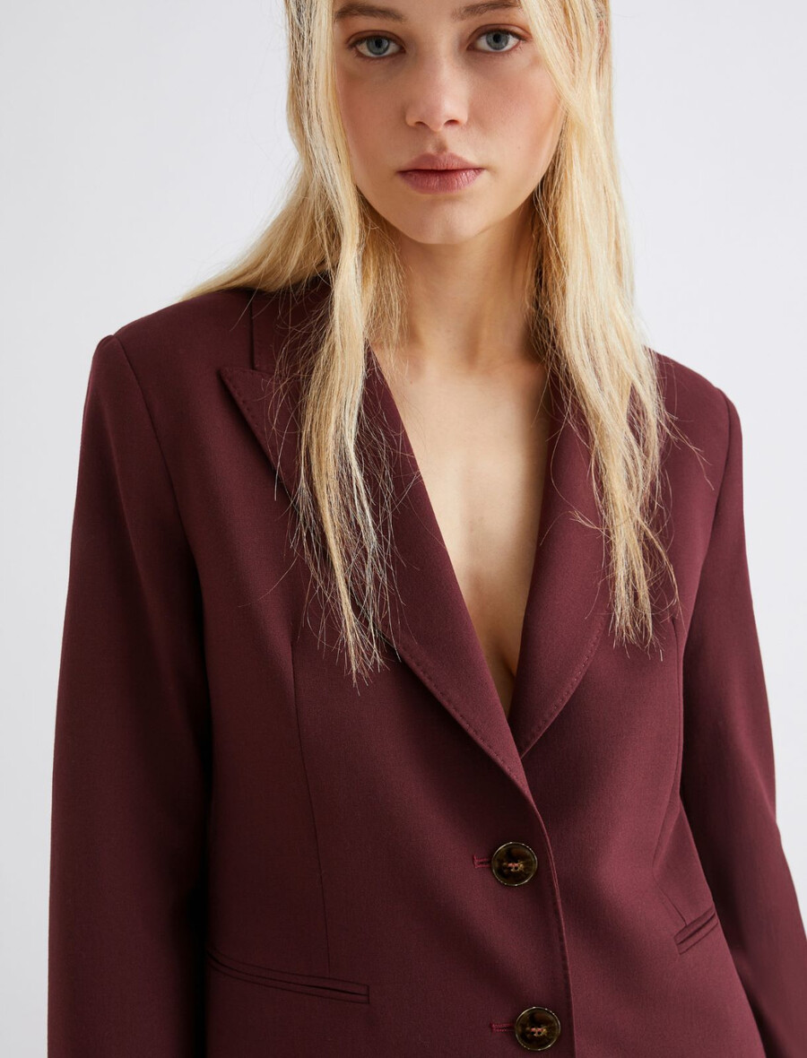 blazer aus viskose-canvas-mischgewebe - bordeaux