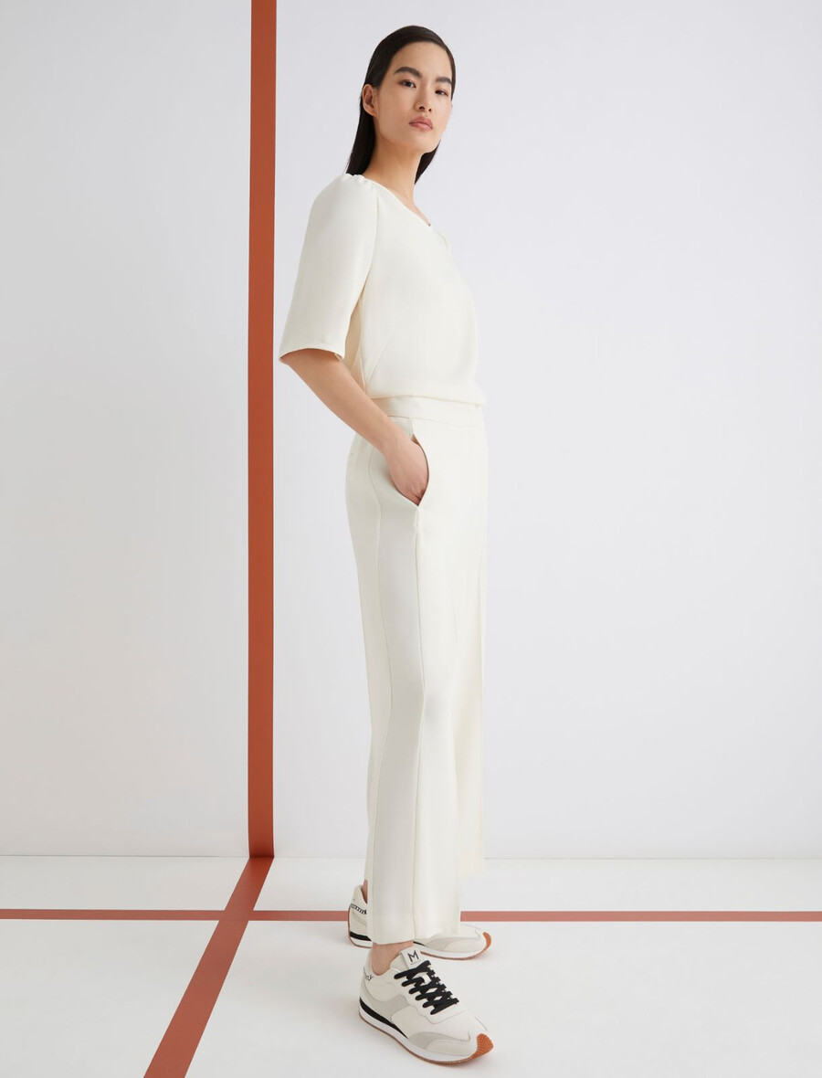 hose mit satinbund - wolle weiss