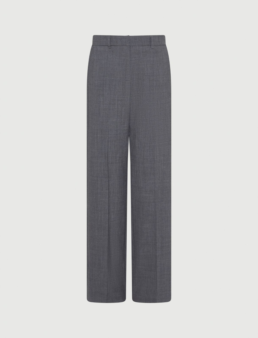 gerade geschnittene wollmischhose - melange grau