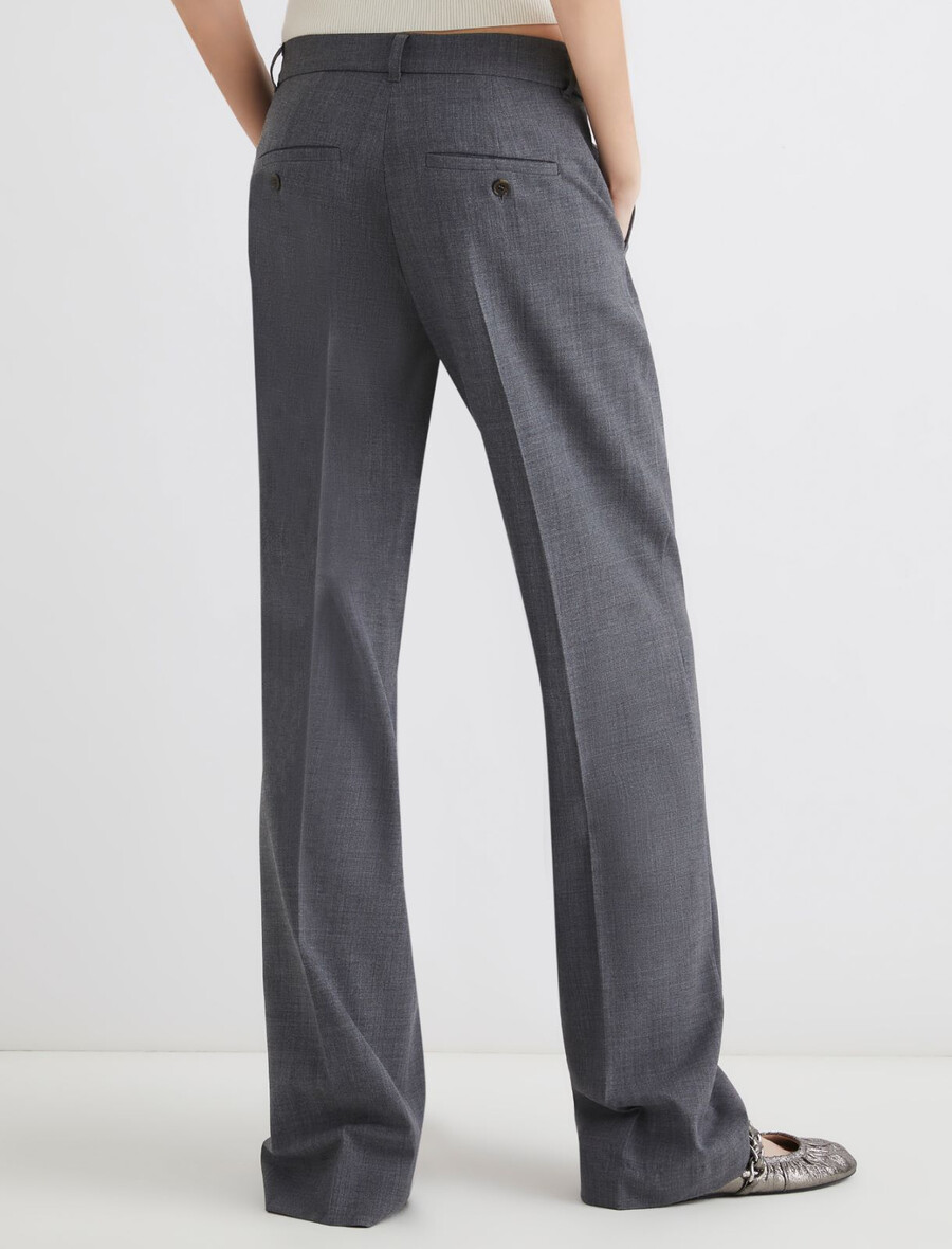 gerade geschnittene wollmischhose - melange grau