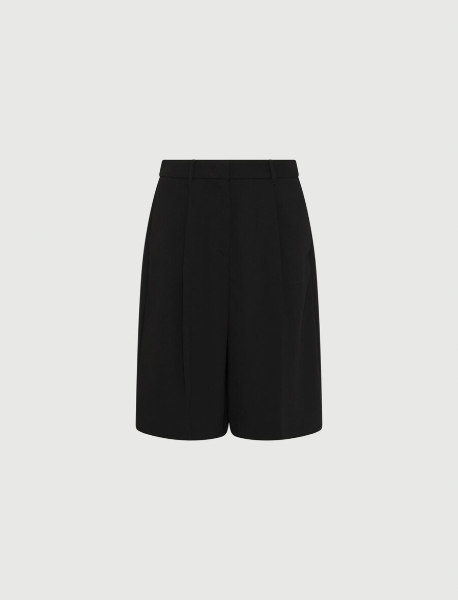 abnähernde bermuda-shorts aus satin - schwarz