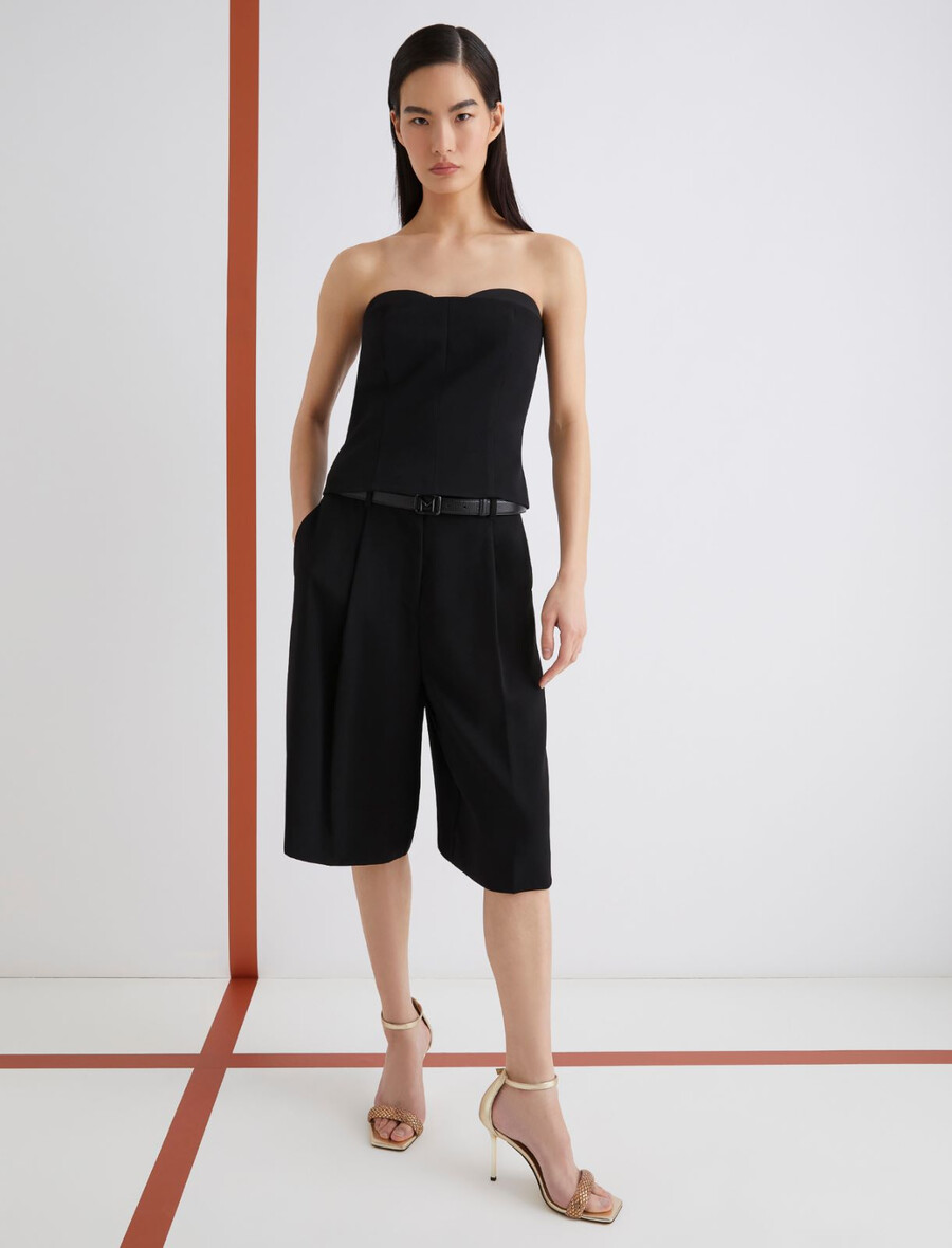 abnähernde bermuda-shorts aus satin - schwarz