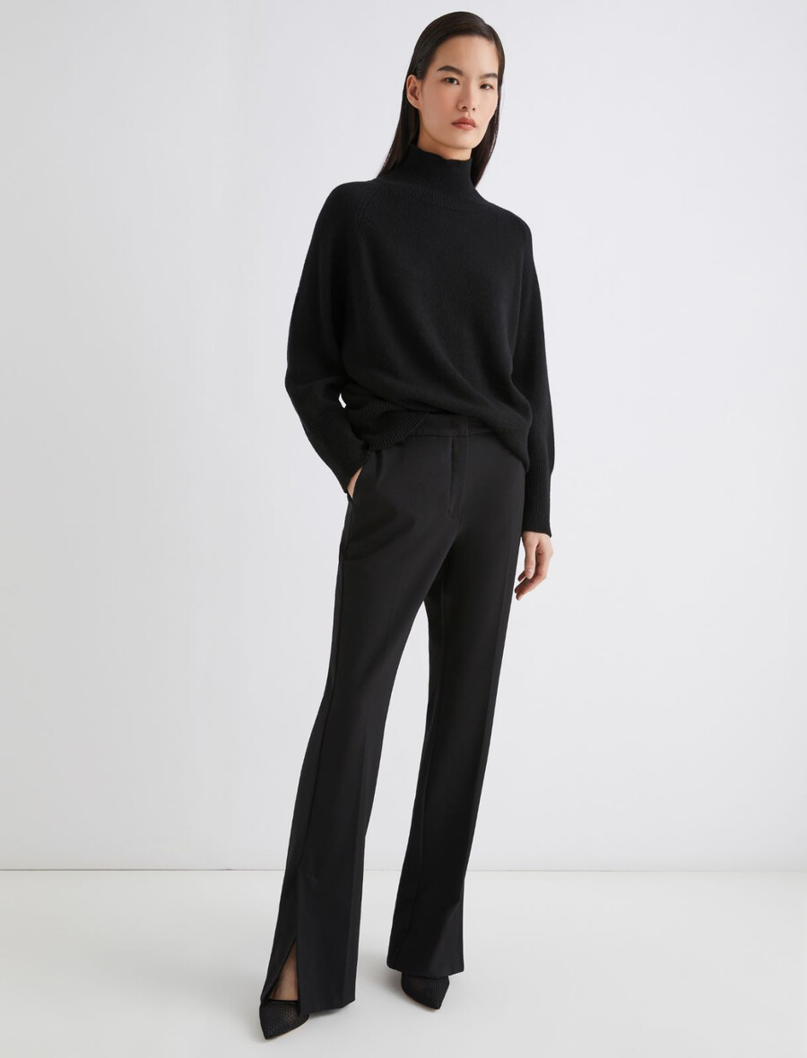 schmal geschnittene jerseyhose - schwarz