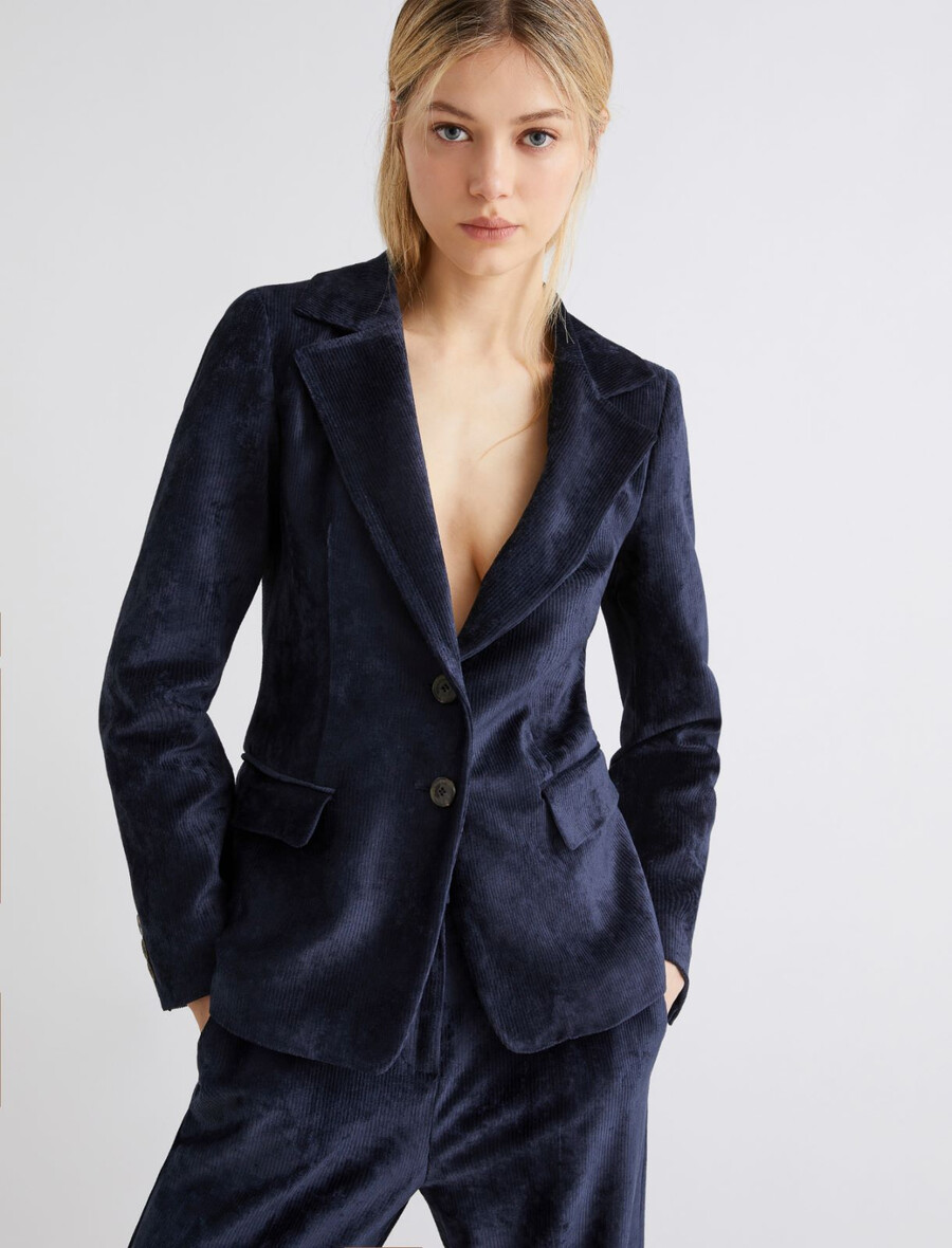 einreihiger cordblazer – mitternachtsblau