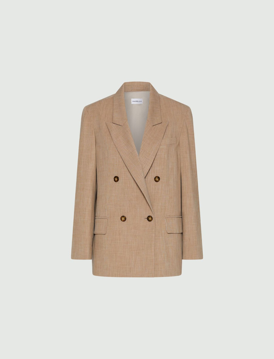 zweireihiger stretchblazer – beige