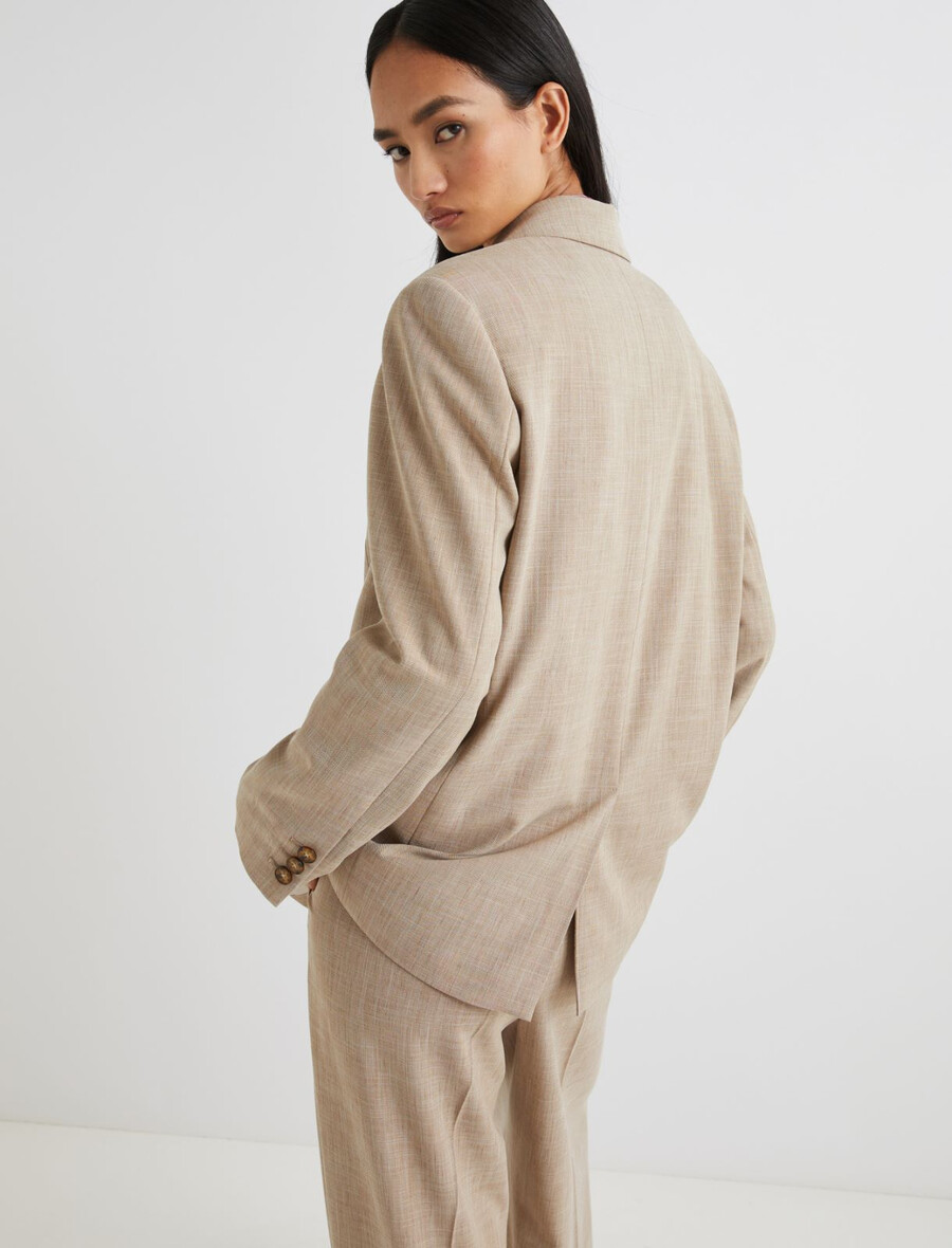 zweireihiger stretchblazer – beige