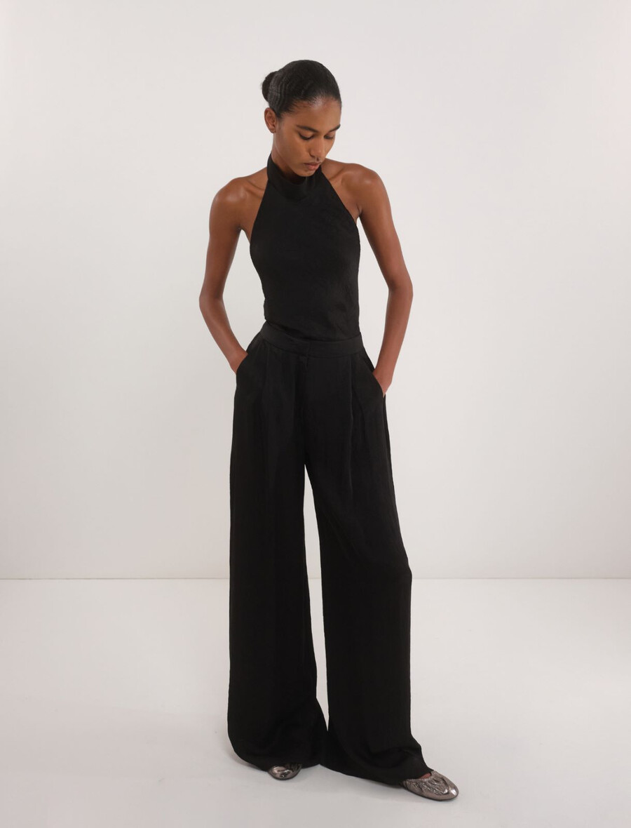 crinkle-twill-hose - schwarz