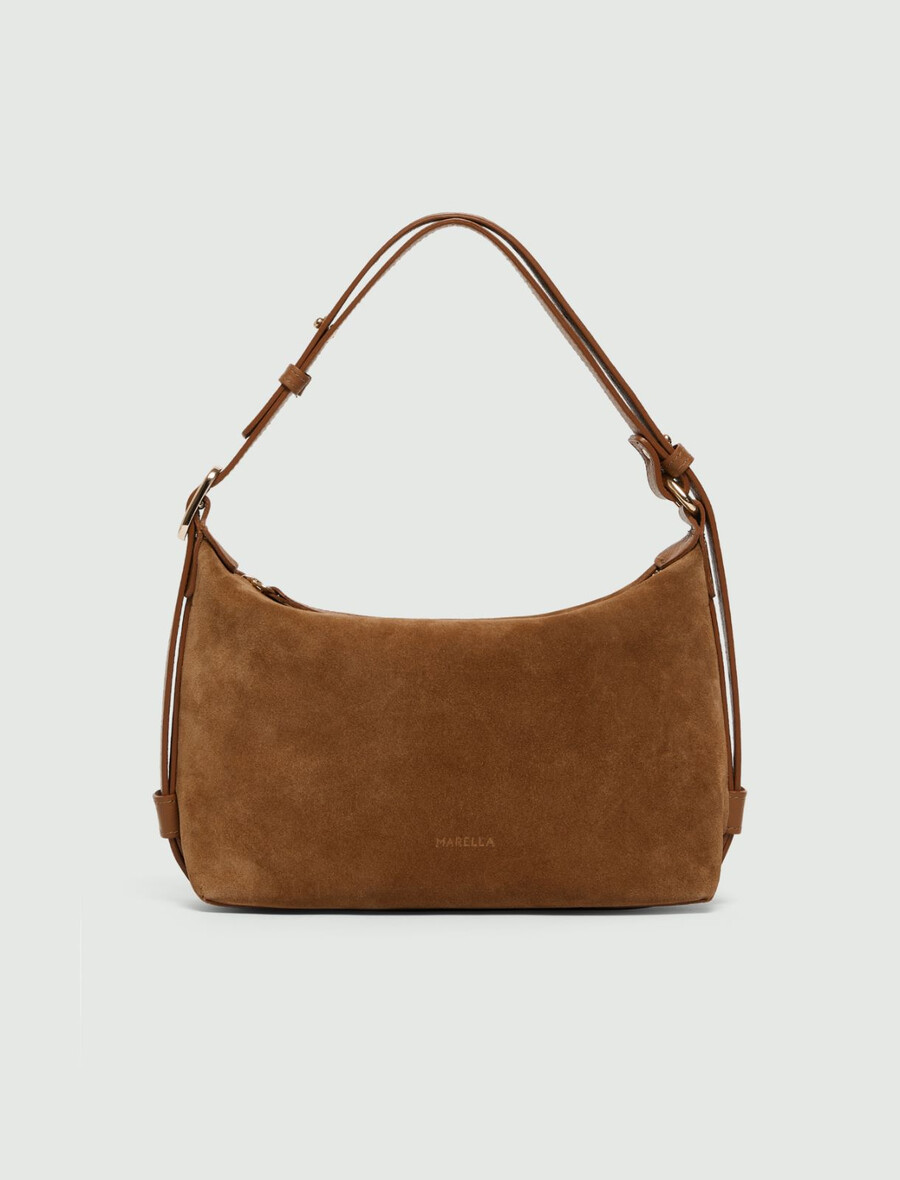 kompakte wildledertasche - tabak