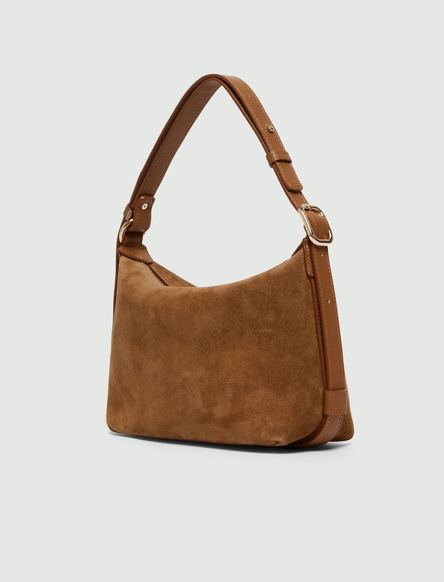 kompakte wildledertasche - tabak