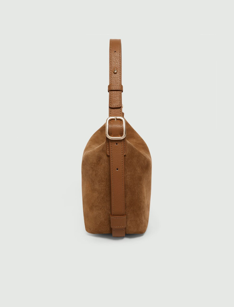 kompakte wildledertasche - tabak