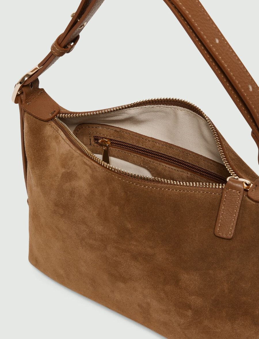 kompakte wildledertasche - tabak