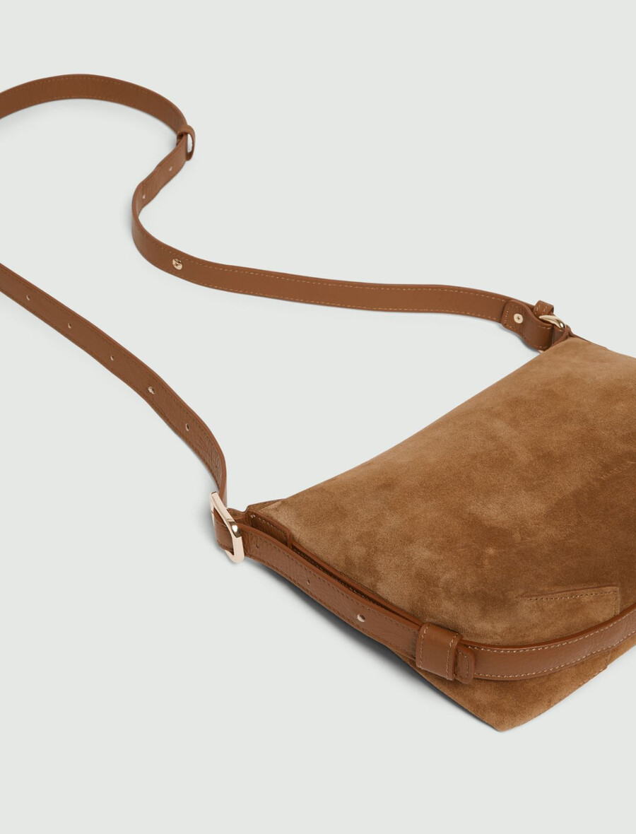 kompakte wildledertasche - tabak