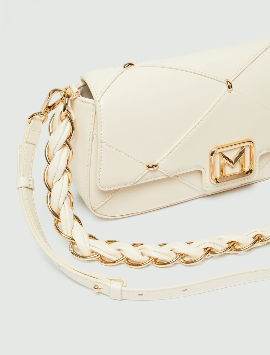 le muse mittelgroße tasche mit rautenmuster - elfenbein