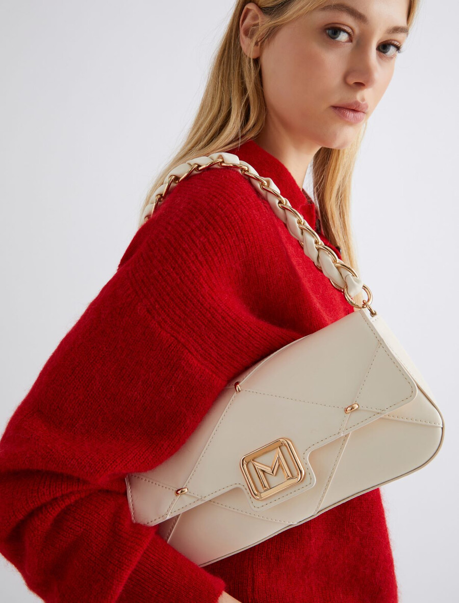 le muse mittelgroße tasche mit rautenmuster - elfenbein