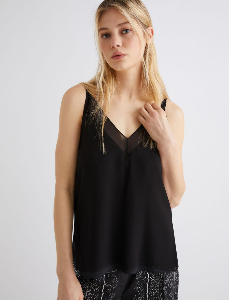 georgette-camisole-top – schwarz