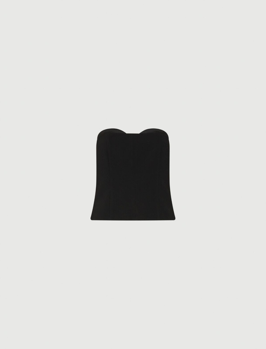 envers satin-korsett-top – schwarz