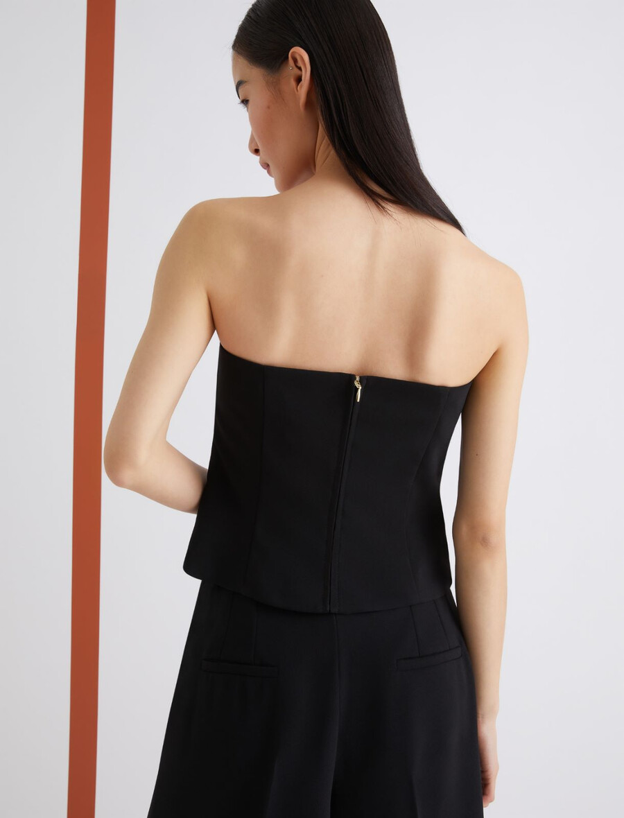 envers satin-korsett-top – schwarz