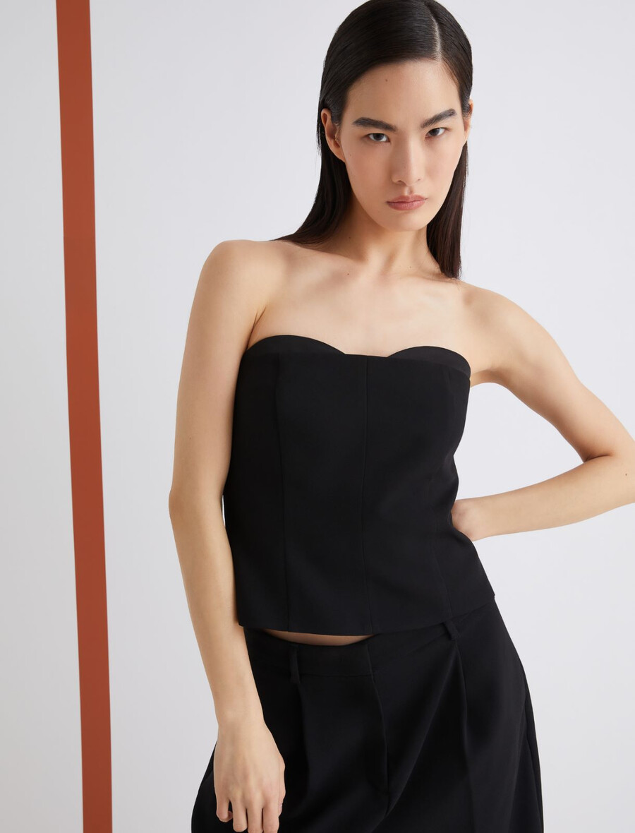 envers satin-korsett-top – schwarz