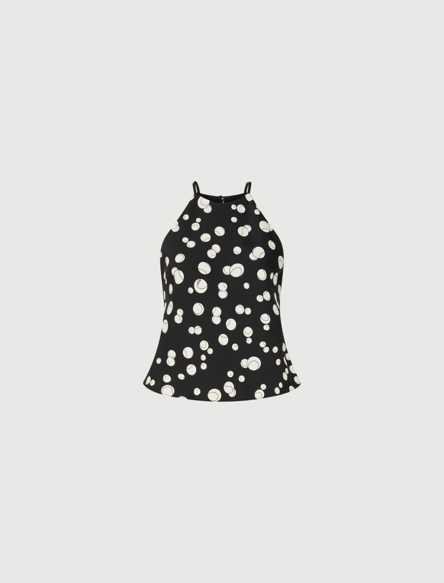 Ärmelloses top mit print – schwarz