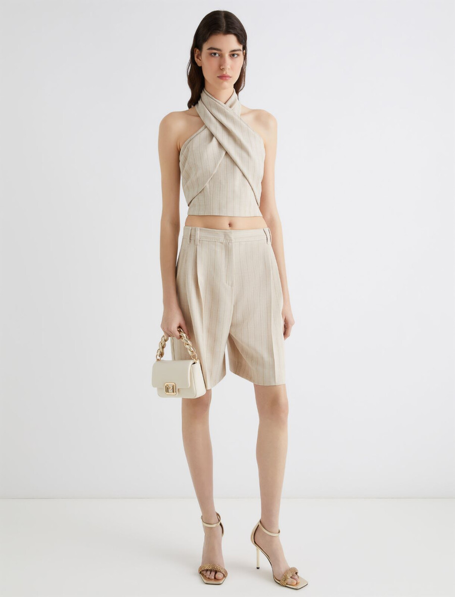 crossover crop top - ecru