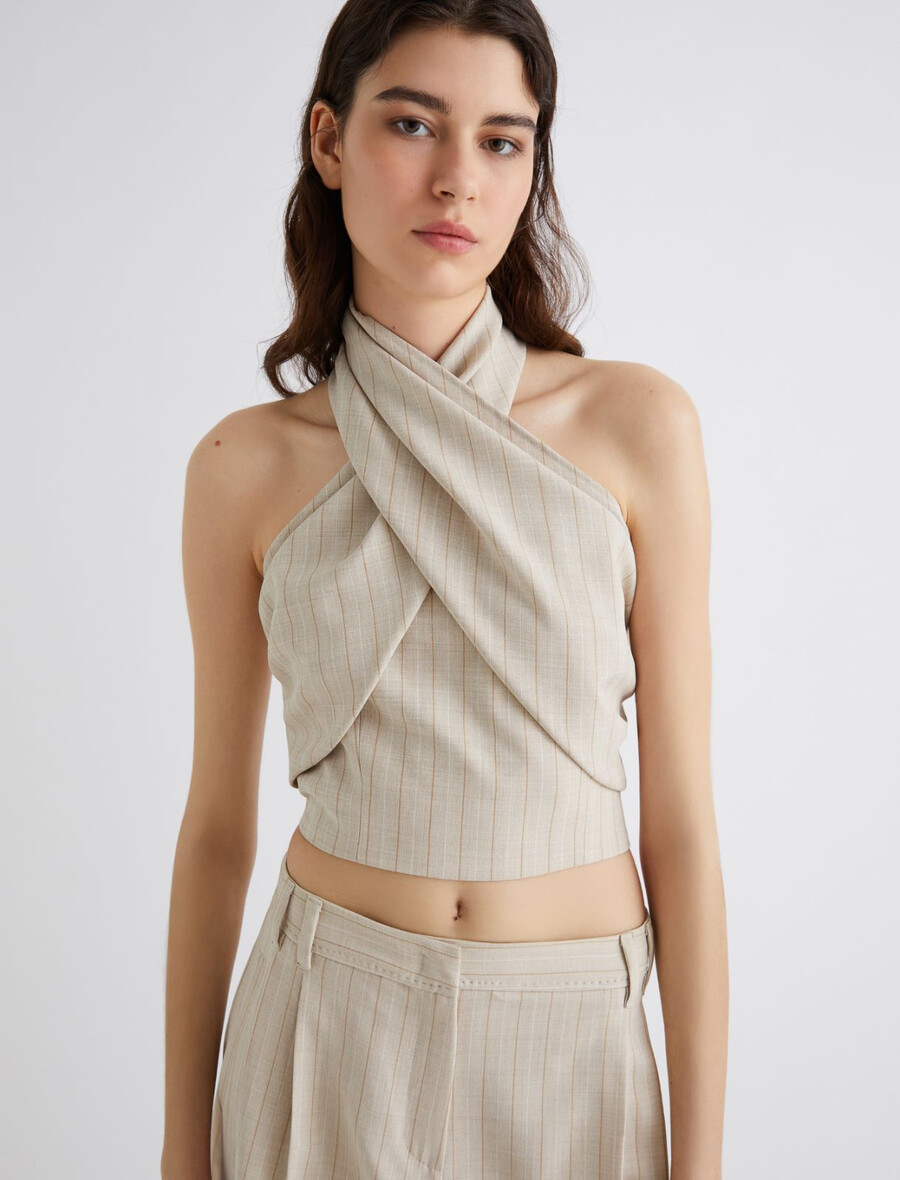 crossover crop top - ecru