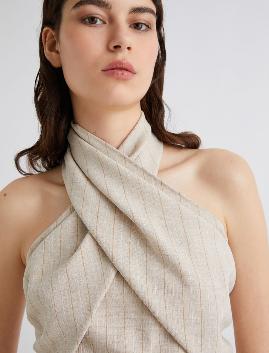 crossover crop top - ecru