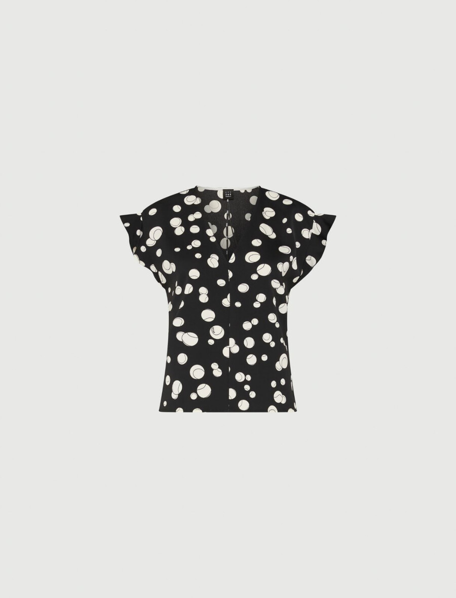 bedruckte satinbluse – schwarz