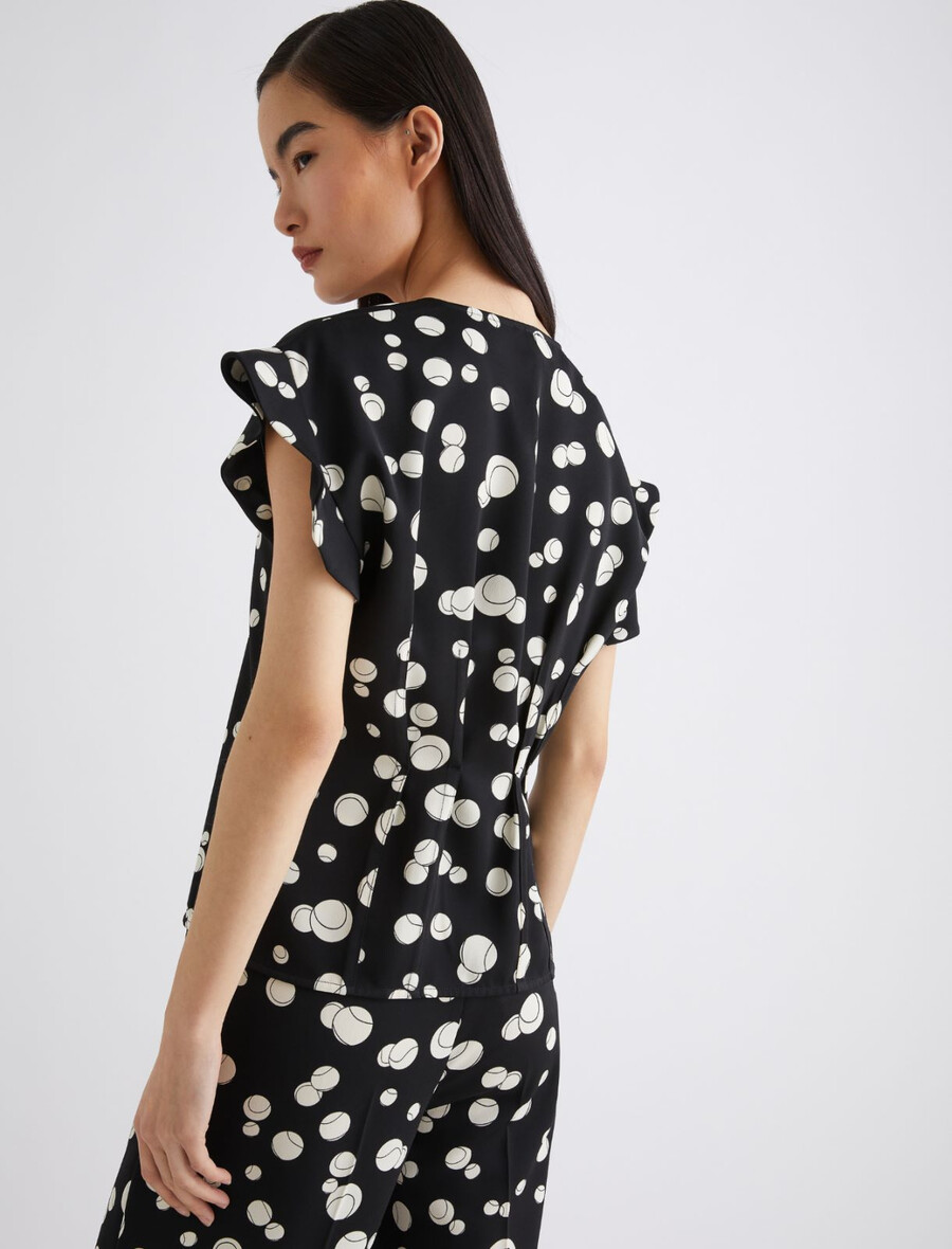 bedruckte satinbluse – schwarz