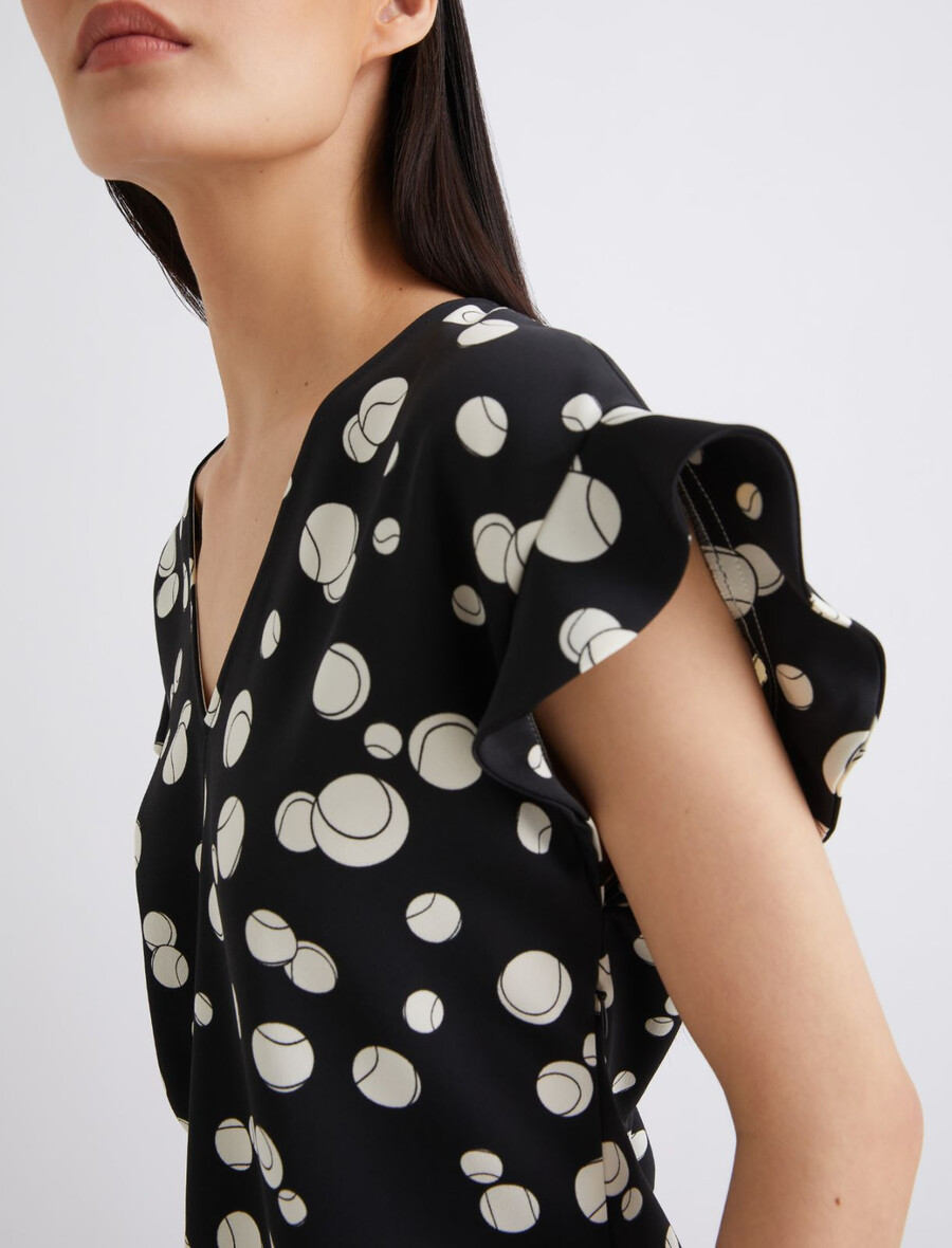 bedruckte satinbluse – schwarz
