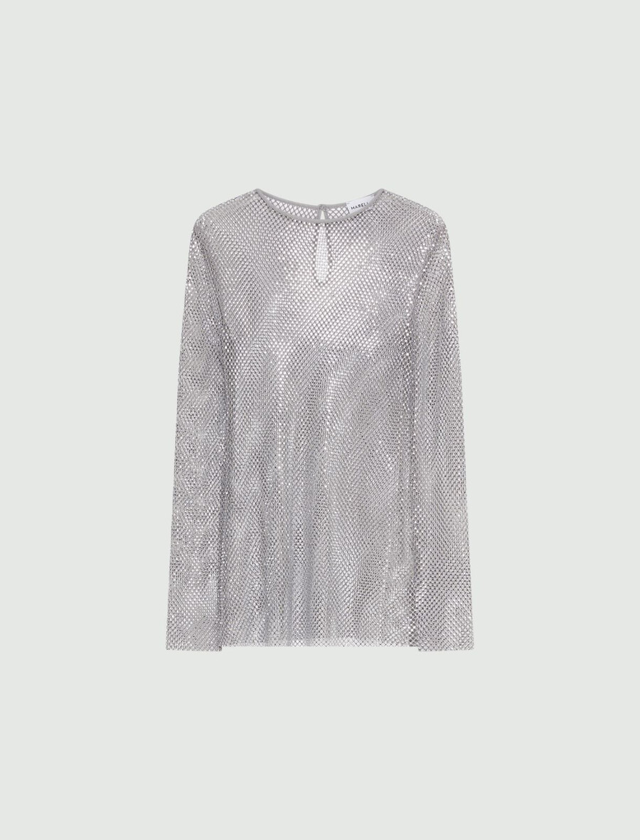 strass-netz-t-shirt - grau