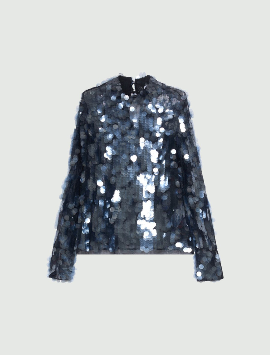 paillettenbluse - marineblau