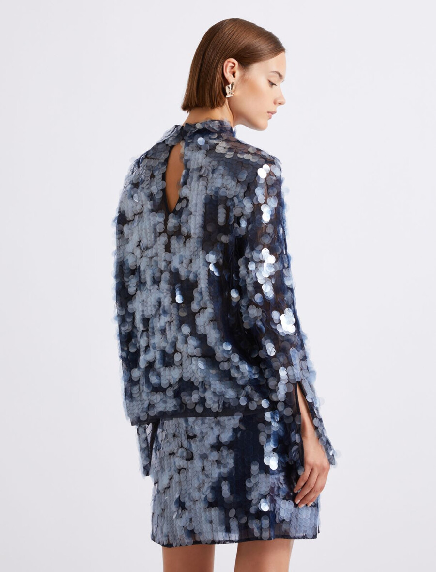 paillettenbluse - marineblau