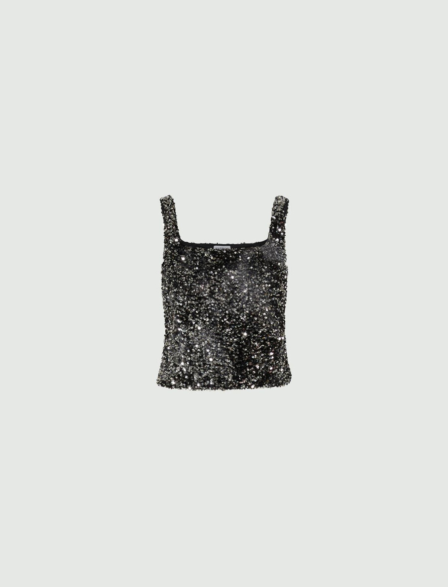 paillettenoberteil – grau
