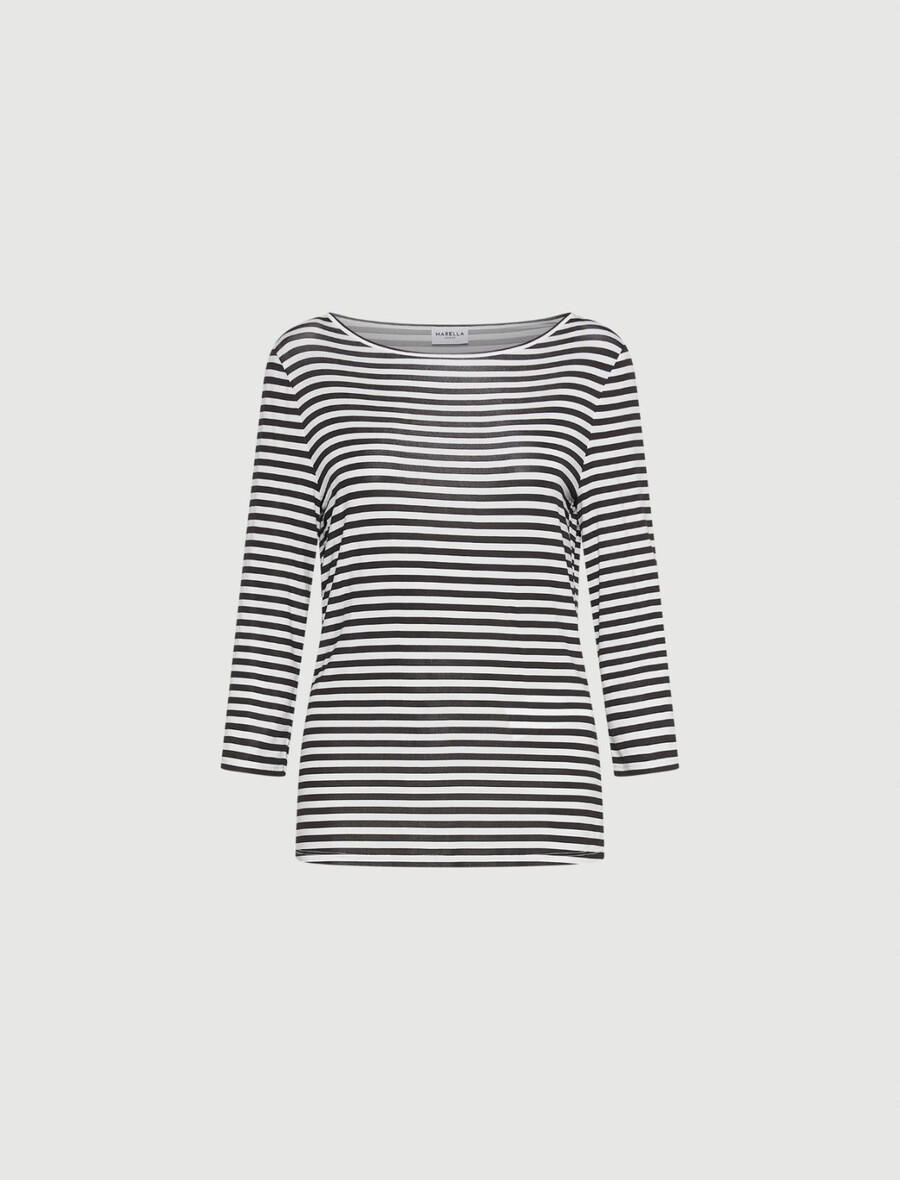 gestreiftes jersey-t-shirt - creme