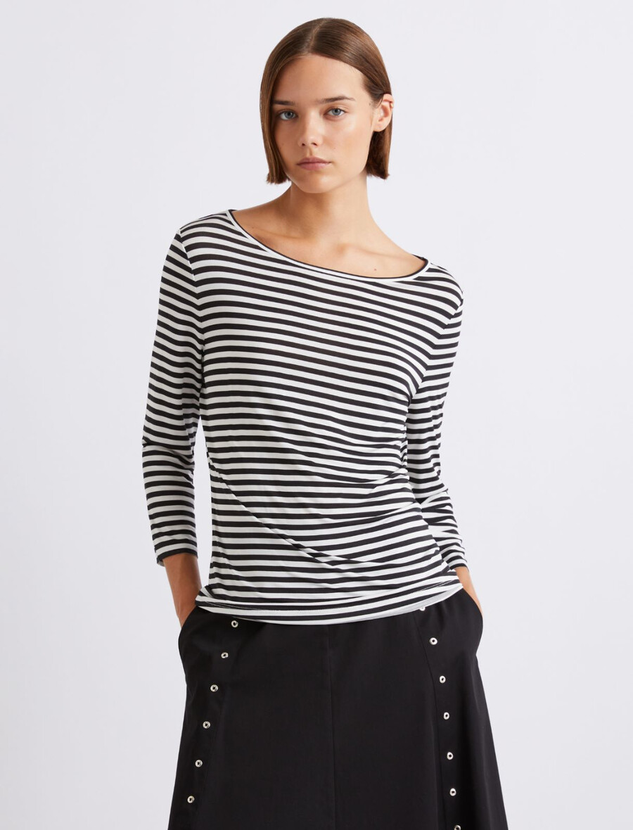 gestreiftes jersey-t-shirt - creme
