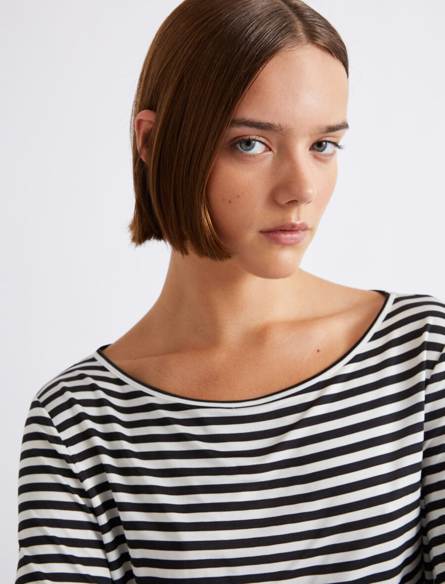 gestreiftes jersey-t-shirt - creme