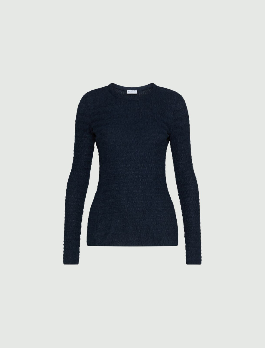 langärmeliger jerseypullover - marineblau