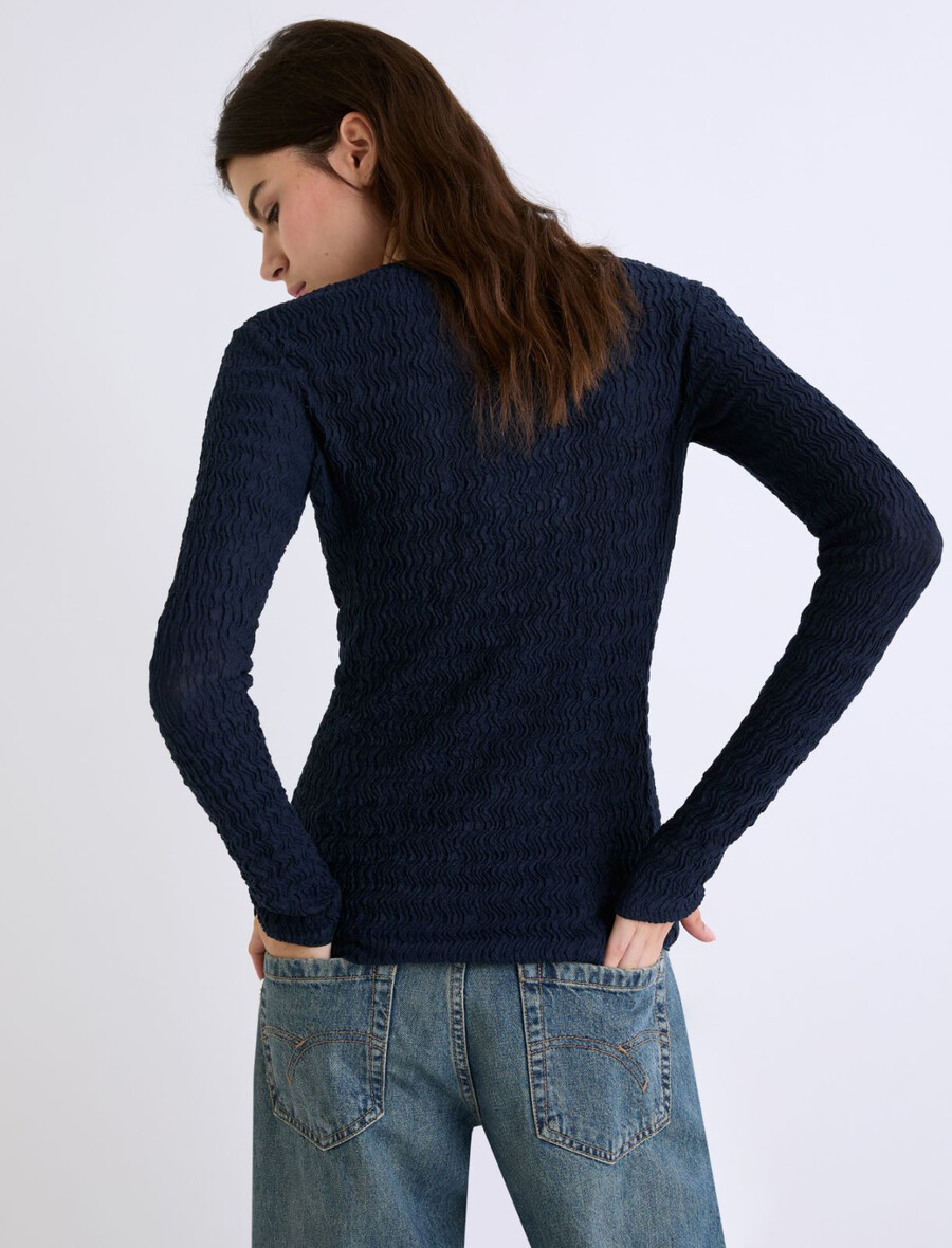 langärmeliger jerseypullover - marineblau