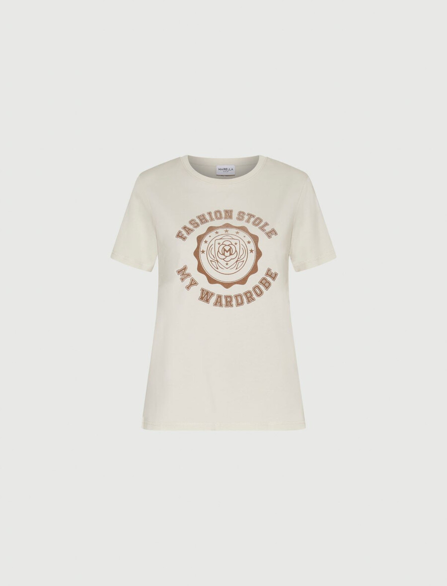 bedrucktes t-shirt – elfenbein