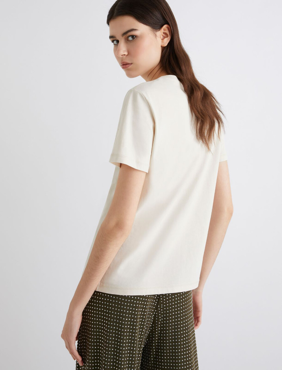 bedrucktes t-shirt – elfenbein