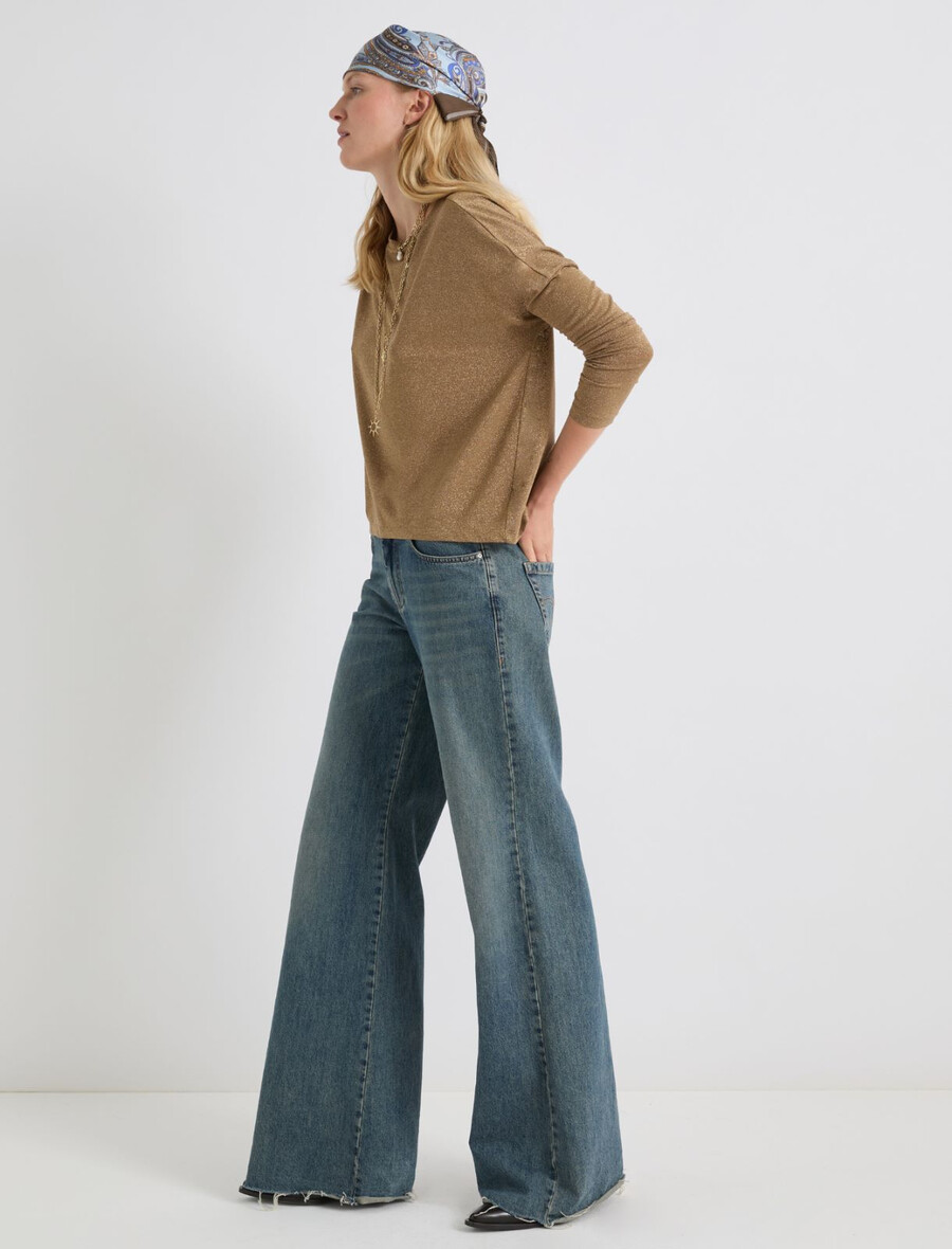 lässiger pullover mit lurex-verzierung – gold