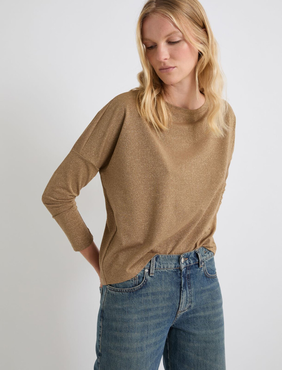lässiger pullover mit lurex-verzierung – gold