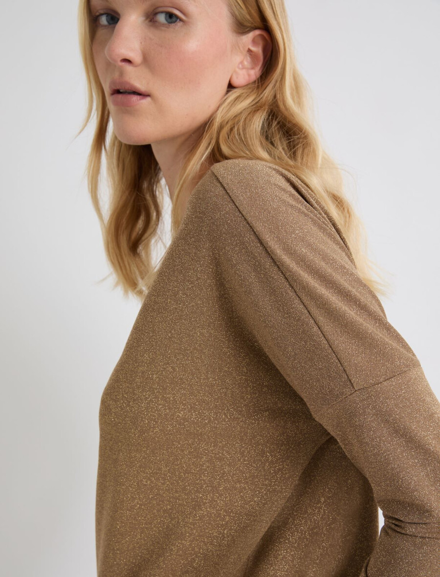 lässiger pullover mit lurex-verzierung – gold