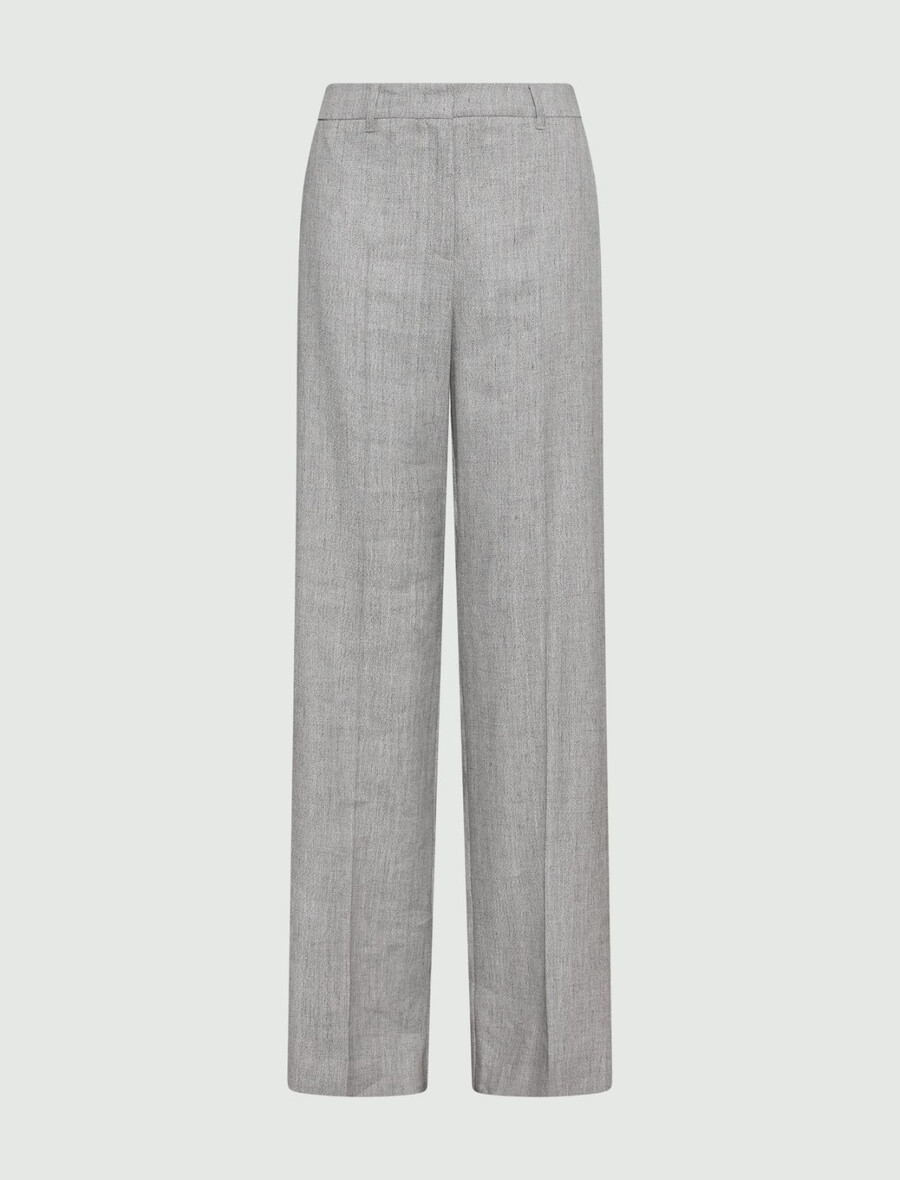palazzo-hose aus leinen und viskose in grisaille-optik – grau
